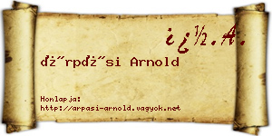 Árpási Arnold névjegykártya