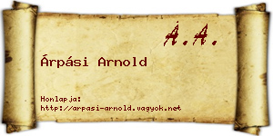 Árpási Arnold névjegykártya